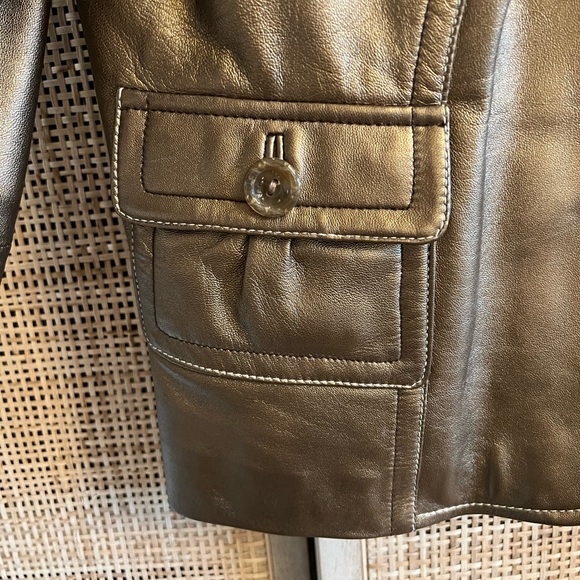 Genuine Leather Blazer by Ashley Bernardo. Bronze color. Size XL. - Picture 3 of 10